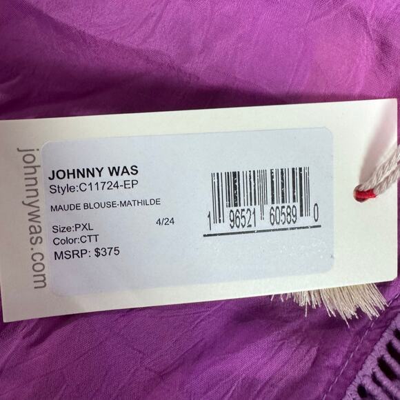 Johnny Was Women's Embellished Maude Blouse Long Sleeve Purple Size PXL NWT - Picture 11 of 12
